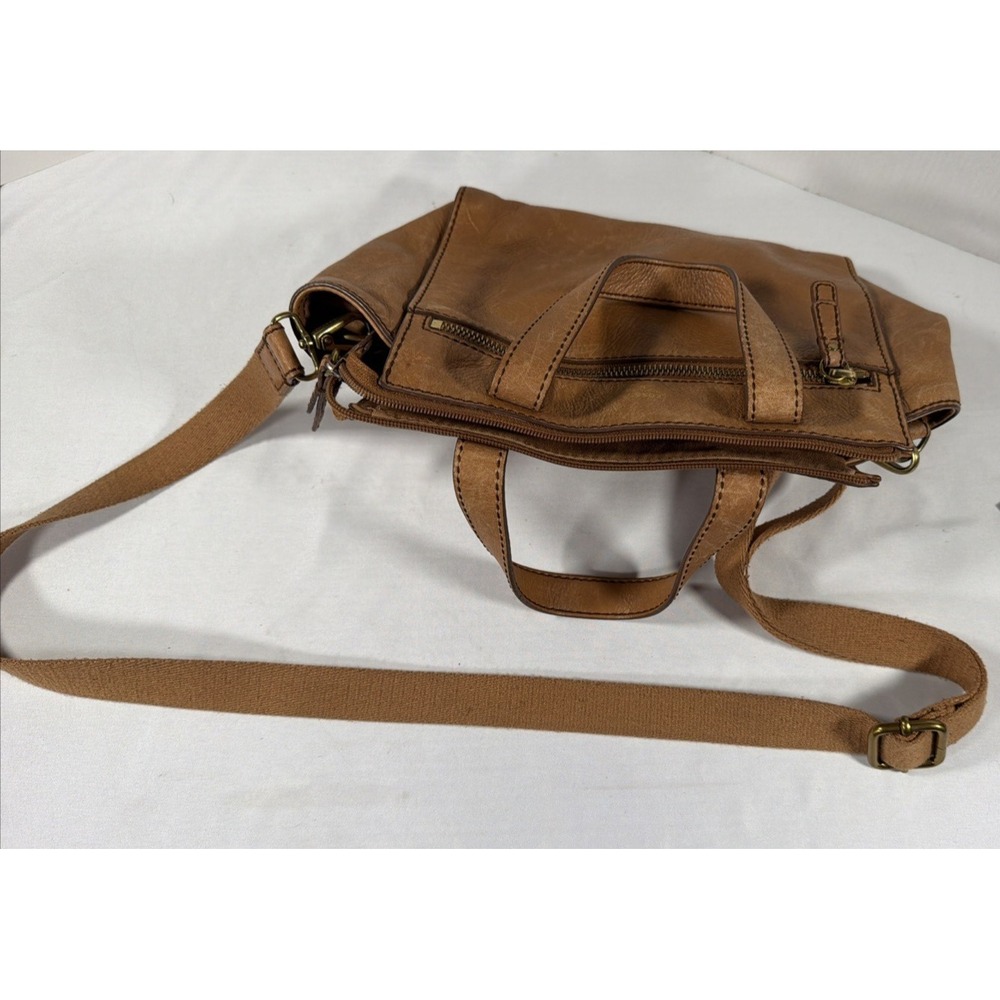 Fossil Tessa Brown Pebbled Leather Crossbody Satchel Purse Medium Bag - Picture 11 of 11